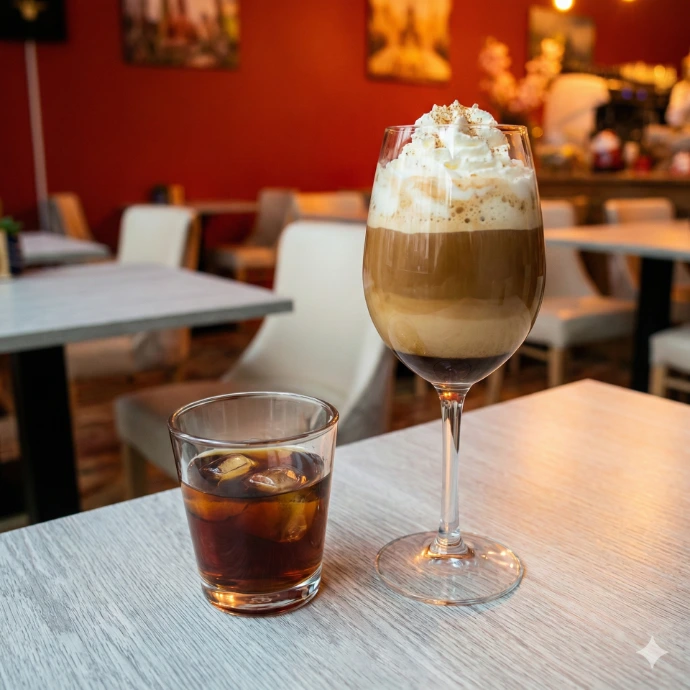 glas cognac en een irish coffee